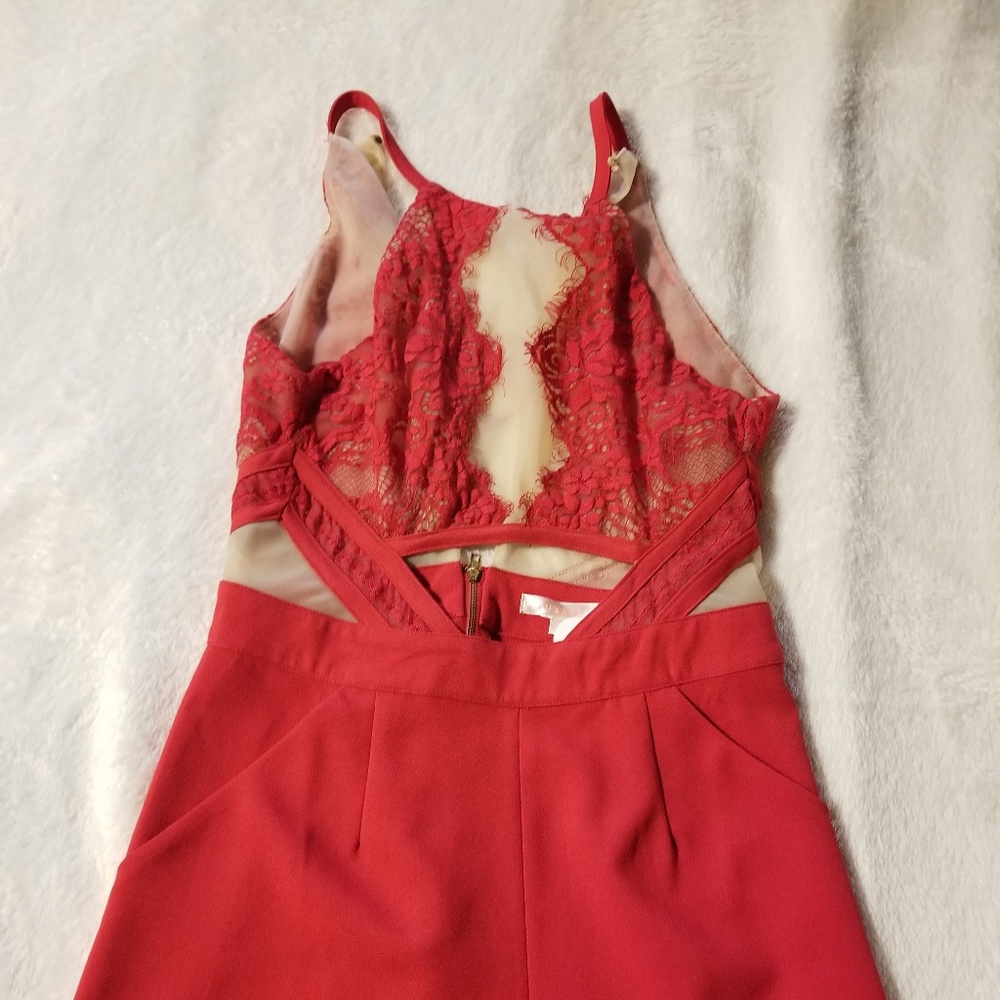 Red & Nude Romper